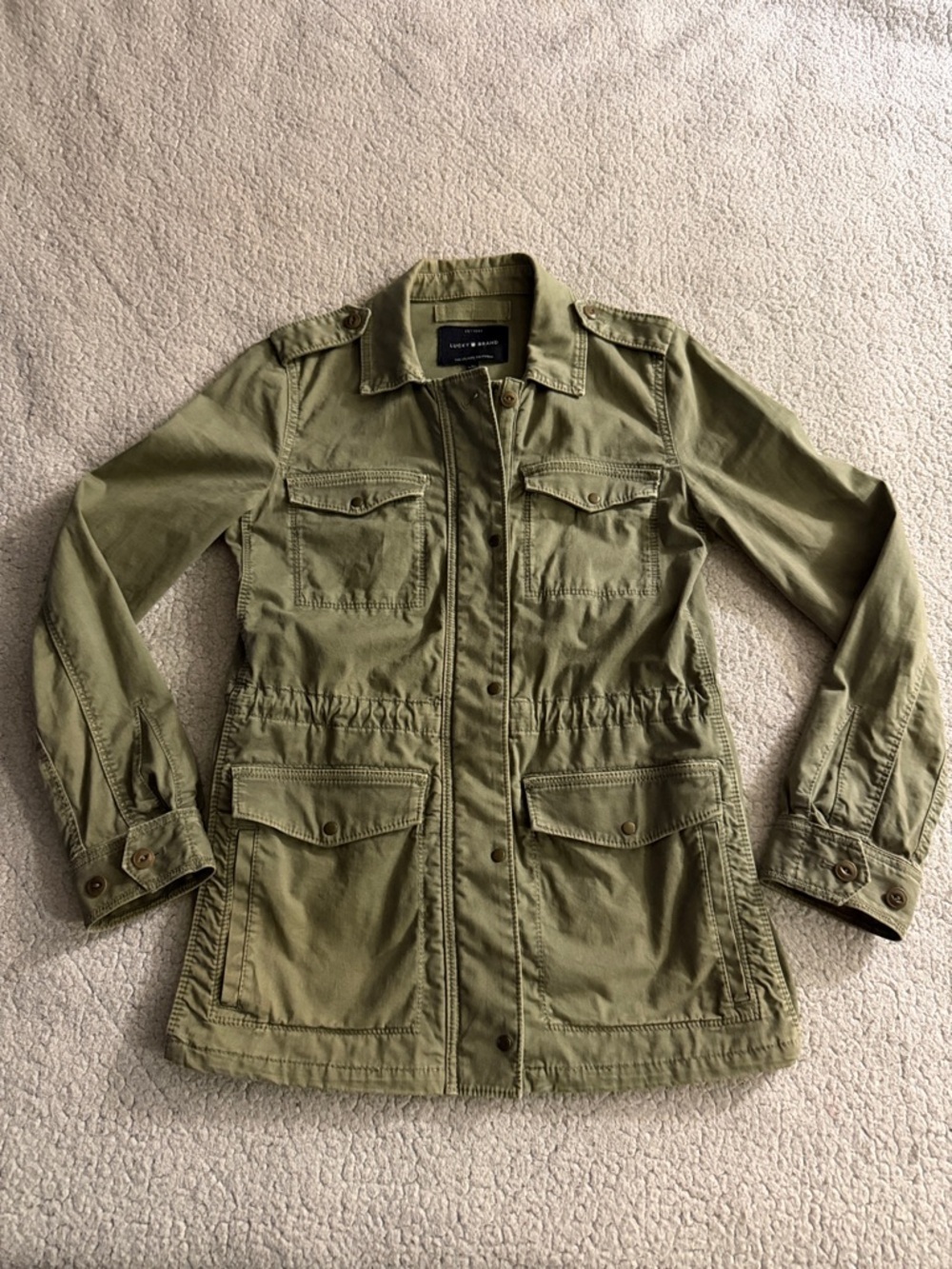 Lucky Brand Green Utility Field Jacket with Drawstring Waist Size XS